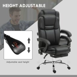 Rackhams Vinsetto Massage Office Chair, PU Leather High Back Recliner, Black - Dark Brown - thumbnail 6