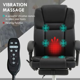 Rackhams Vinsetto Massage Office Chair, PU Leather High Back Recliner, Black - Dark Brown - thumbnail 5
