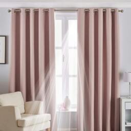 Rackhams Eclipse Blackout Eyelet Curtains - Blush Pink - 90 x 54in (229 x 137cm) - Blush Pink - 100% Polyester
