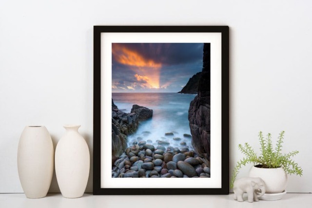 Rackhams Sun Ray Over Pebble Cove - Framed Print 20 x 16 inch - image 1