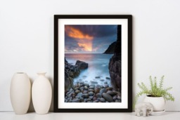 Rackhams Sun Ray Over Pebble Cove - Framed Print 20 x 16 inch - thumbnail 1