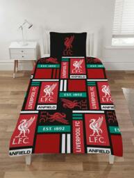 Rackhams Liverpool Blocks Red Duvet Cover Set - Single - thumbnail 1