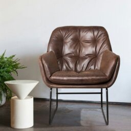 Rackhams 75cm Wide Faux Leather Armchair Double Layer Padded Occasional Chair - Brown - Faux leather