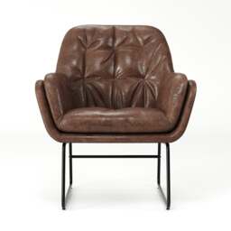 Rackhams 75cm Wide Faux Leather Armchair Double Layer Padded Occasional Chair - Brown - Faux leather - thumbnail 3