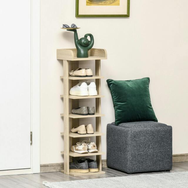 Rackhams 7 Tier Shoe Rack Organizer Storage Shelf Wooden Display Cabinet Oak - image 1