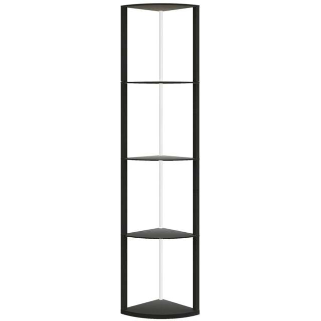 Rackhams RGB LED Floor Lamp with Shelves, 4-Tier Dimmable Standing Lamp with Remote Control, Black