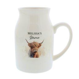 Rackhams Personalised Highland Cow Flower Jug Vase