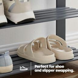 Rackhams Bamboo Shoe Bench 3-Tier Shoe Rack Stand Seater Grey Shoes Organizer Storage Shelf - Shoe Rack - Grey - Bamboo - thumbnail 6