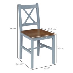 Rackhams Dining Chairs Set of 2, Pine Wood Frame, Cross Back for Kitchen Grey - White - thumbnail 6