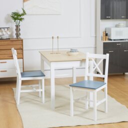 Rackhams Dining Chairs Set of 2, Pine Wood Frame, Cross Back for Kitchen Grey - White - thumbnail 1