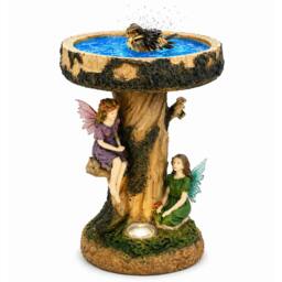 Rackhams Solar Bird Bath – Fairy Garden Ornament with LED Light & Battery Backup