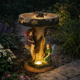 Rackhams Solar Bird Bath – Fairy Garden Ornament with LED Light & Battery Backup - thumbnail 2