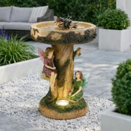 Rackhams Solar Bird Bath – Fairy Garden Ornament with LED Light & Battery Backup - thumbnail 5