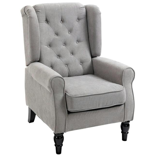 Rackhams Retro Accent Chair, Wingback Armchair with Wood Frame Button Tufted Design for Living Room Bedroom, Grey - image 1