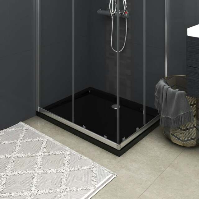 Rackhams Rectangular ABS Shower Base Tray Black 80x100 cm