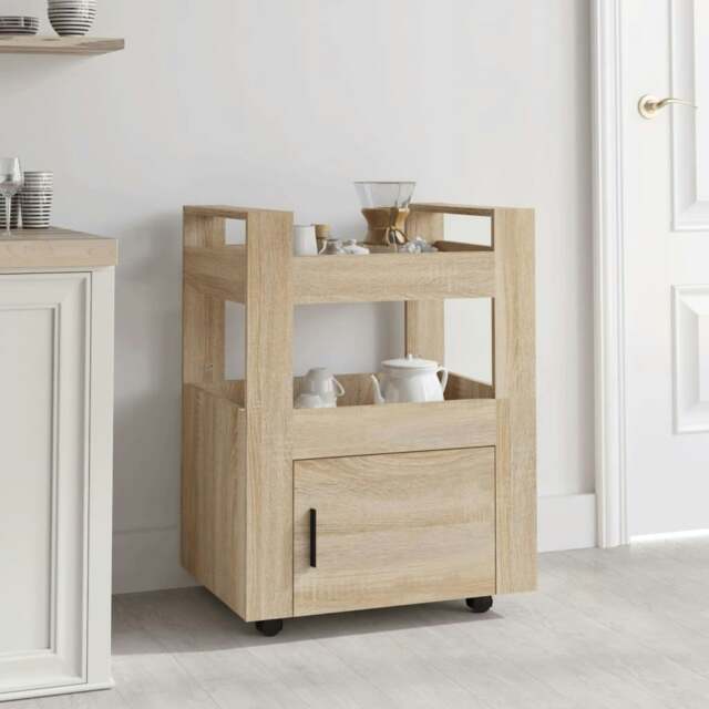 Rackhams Kitchen Trolley Sonoma Oak 60x45x80 cm Engineered Wood