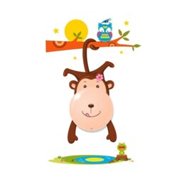 Rackhams Monkey LED Childrens Lamp Charming Fun Night Light Ultra Low Consumption 0.6W Colourful Wall Decals Create A 3D Effect - thumbnail 3