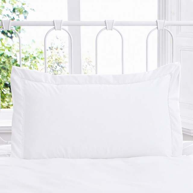 Rackhams Embroidered Oxford Pillowcase - 50 x 75cm - White - 52% Polyester 48% Cotton - image 1