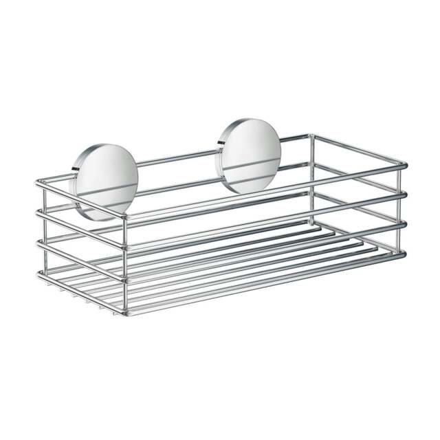 Rackhams Polished Chrome Stainless Steel Shower Basket Self Adhesive Wall Mounted - image 1