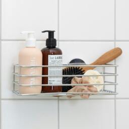 Rackhams Polished Chrome Stainless Steel Shower Basket Self Adhesive Wall Mounted - thumbnail 3