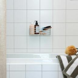 Rackhams Polished Chrome Stainless Steel Shower Basket Self Adhesive Wall Mounted - thumbnail 2