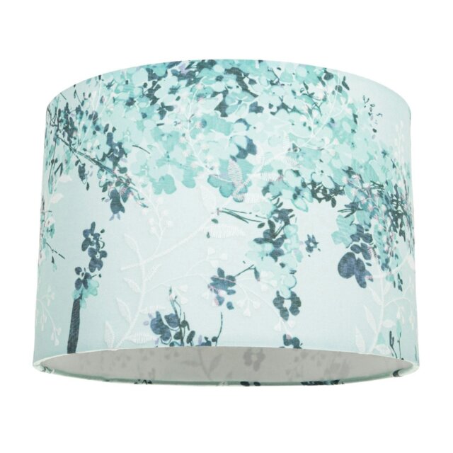 Rackhams Modern Classic Duck Egg and Emerald Green Floral Fabric Shade with Inner Lining - image 1