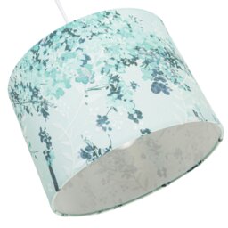 Rackhams Modern Classic Duck Egg and Emerald Green Floral Fabric Shade with Inner Lining - thumbnail 4