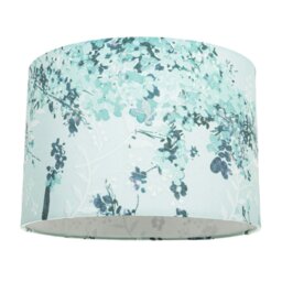 Rackhams Modern Classic Duck Egg and Emerald Green Floral Fabric Shade with Inner Lining - thumbnail 1