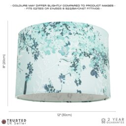 Rackhams Modern Classic Duck Egg and Emerald Green Floral Fabric Shade with Inner Lining - thumbnail 5