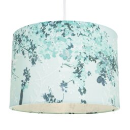 Rackhams Modern Classic Duck Egg and Emerald Green Floral Fabric Shade with Inner Lining - thumbnail 2