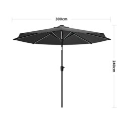 Rackhams 3M Sunbrella Umbrella Dark Grey Lighted Market with Solar Strip LED Lights - Parasol Only - thumbnail 1