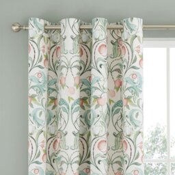 Rackhams Clarence Floral Lined Eyelet Curtains - 66x72 Inch - Natural - thumbnail 1