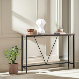 Rackhams 120CM Wide Industrial Console Hallway Table Brown - thumbnail 2