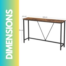 Rackhams 120CM Wide Industrial Console Hallway Table Brown - thumbnail 5