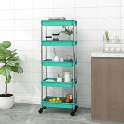Rackhams 5-Tier Kitchen Trolley Turquoise 42x29x128 cm Iron and ABS