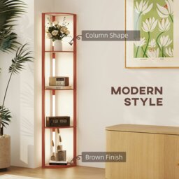 Rackhams Corner Floor Lamp with Dimmable Warm White LED Light, Brown - Brown - Yes, built-in LED - MDF - thumbnail 3