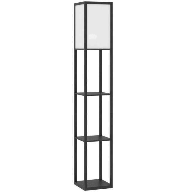 Rackhams Floor Lamp with Shelves, 3 Layer Column Modern Standing Lamp for Living Room, Bedroom, Office, Bulb not Included, Black