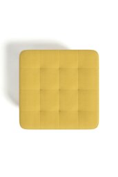 Rackhams Bright Yellow Linen Padded Wooden Leg Square Footstool - Yellow - thumbnail 4