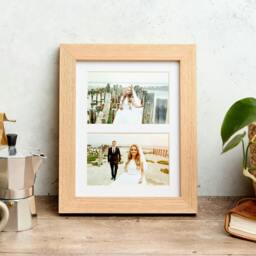 "Rackhams Solid Oak Double Picture Frame with Mount - For 6x4"" Photos, Natural Finish - For 6""x4"" photos + Photo Prints" - thumbnail 3