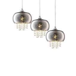 Rackhams Starlight Chrome Pendant Lamp 3XE14 A Stunning Range With 22CM Glass Shades Housing Chrome Fitments And Gorgeous Crystals - thumbnail 2