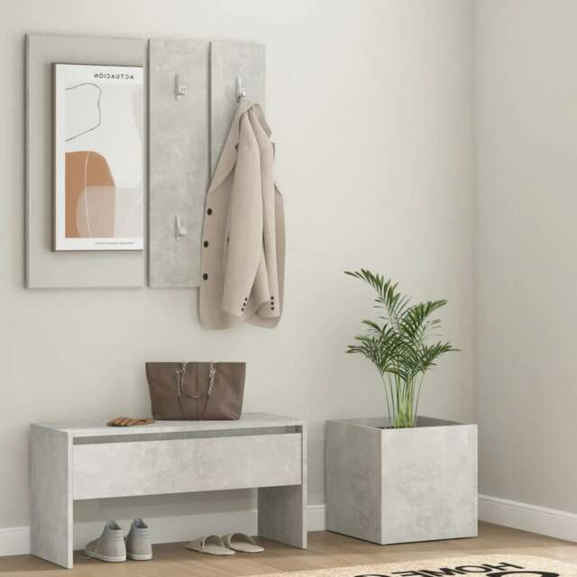 Rackhams Hallway Furniture Set Concrete Grey Engineered Wood