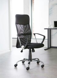 Rackhams Orlando Mesh Office Chair with Wheels in Black - Black - thumbnail 4