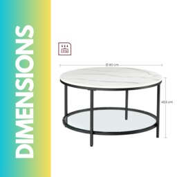 Rackhams 2 Tier Round Faux Marble Coffee Table White - thumbnail 6