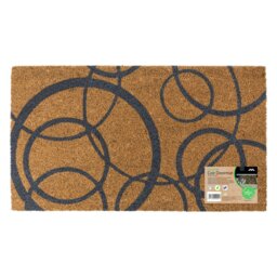 Rackhams Eco-Friendly Latex Backed Coir Entrance Doormat, 40x70cm - Grey Circles - 1 - Brown - thumbnail 1