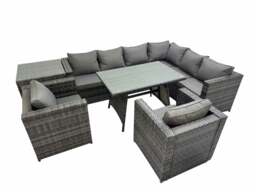 Rackhams Rattan garden furniture Patio Furniture Sets with Dining Table 2 Chair Side Table Dark Grey Mixed - thumbnail 1