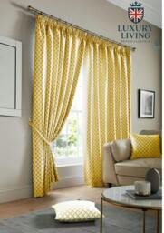 Rackhams Modern Geometric Two-Tone Jacquard Lined Pencil Pleat Taped Curtains - Silver - 168cm width x 229cm drop - thumbnail 3