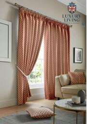 Rackhams Modern Geometric Two-Tone Jacquard Lined Pencil Pleat Taped Curtains - Silver - 168cm width x 229cm drop - thumbnail 4