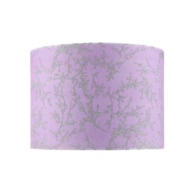 "Rackhams Modern Soft Lilac Cotton Fabric 10"" Shade with Silver Foil Floral Decoration" - image 1