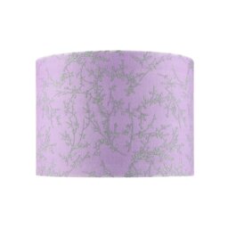 "Rackhams Modern Soft Lilac Cotton Fabric 10"" Shade with Silver Foil Floral Decoration"