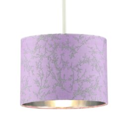 "Rackhams Modern Soft Lilac Cotton Fabric 10"" Shade with Silver Foil Floral Decoration" - thumbnail 2